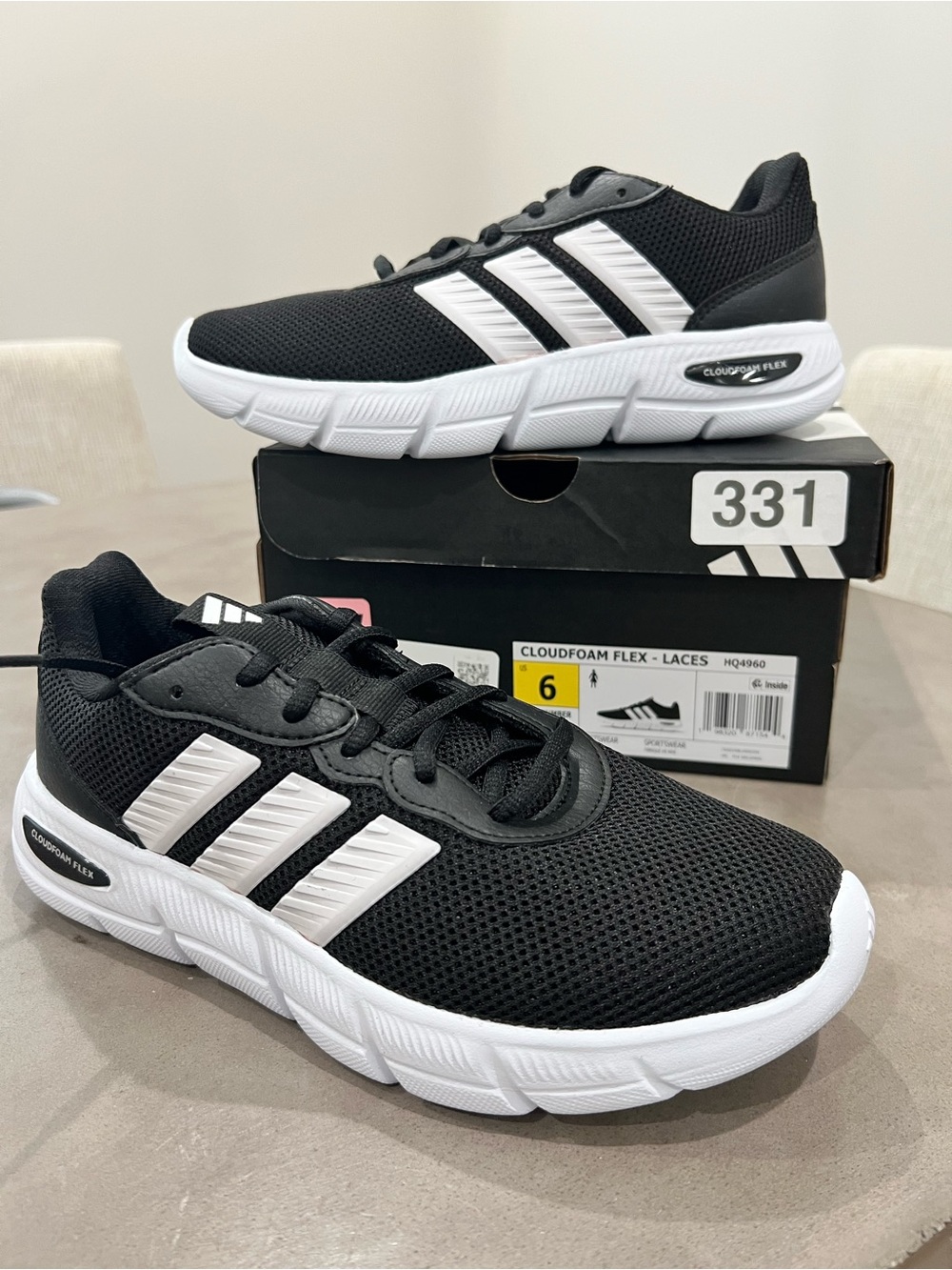 Adidas Cloudfoam Flex Black/White Athletic Shoes - Women’s size 6